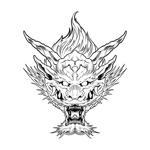 wektor premium ilustracja głowa smoka