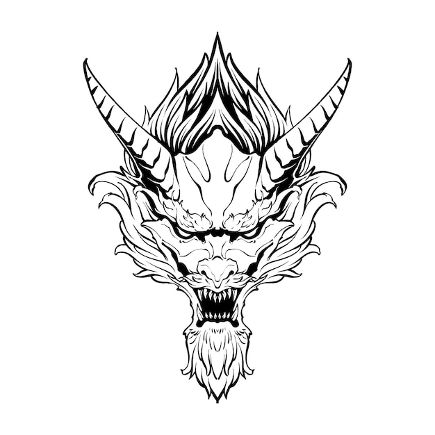wektor premium ilustracja głowa smoka