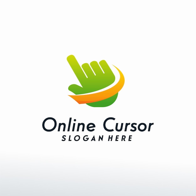 Wektor projektów logo kursora online, kursor z szablonem projektów logo swoosh