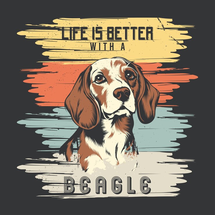 Wektor wektor projektowania koszulek dla psów vintage beagle
