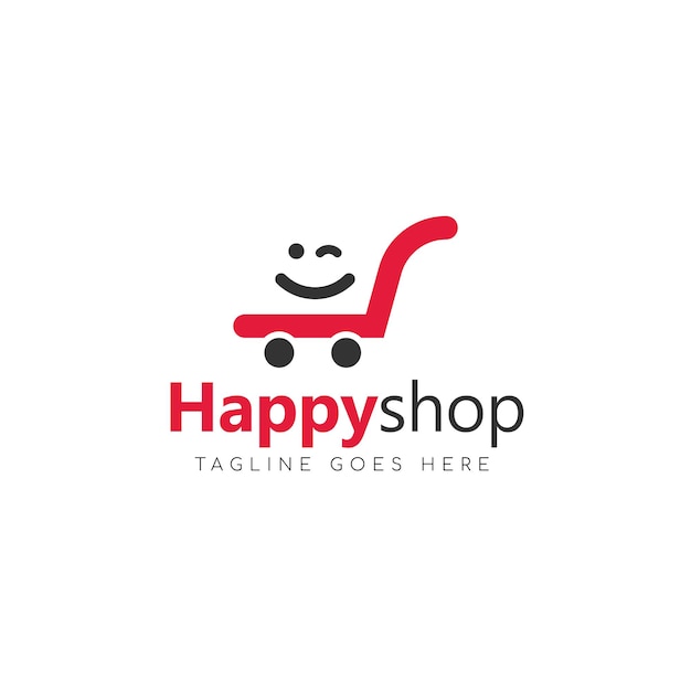 Wektor Projektowania Logo Handlu Elektronicznego Logo Sklepu Internetowego Happy Shop Minimalistyczne Logo