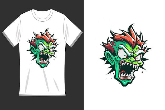 Wektor Projektowania Logo Zombie Dla Makiety Koszulki Z Nadrukiem T Shirt