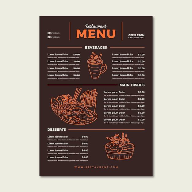 Wektor projektowania szablonu menu restauracji