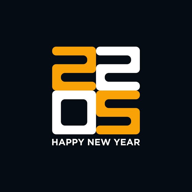 Wektor projektowania tekstu logotypu Happy New Year 2025 trendy Premium Vector