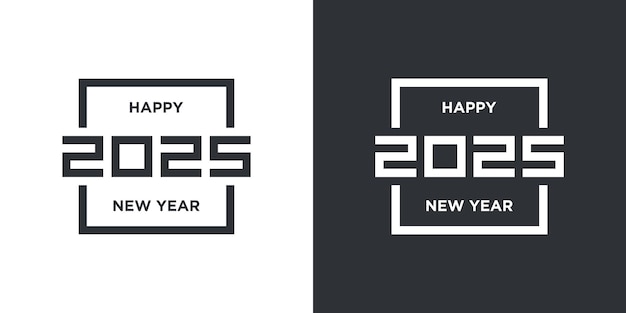 Wektor projektowania tekstu logotypu Happy New Year 2025 trendy Premium Vector