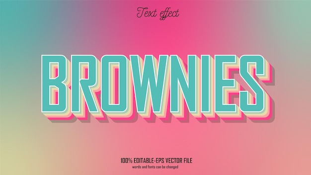 Plik wektorowy wektor projektu efektu tekstu brownies