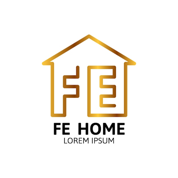 Wektor Projektu Logo Fe Home Ze Stylem Sztuki Mono-line