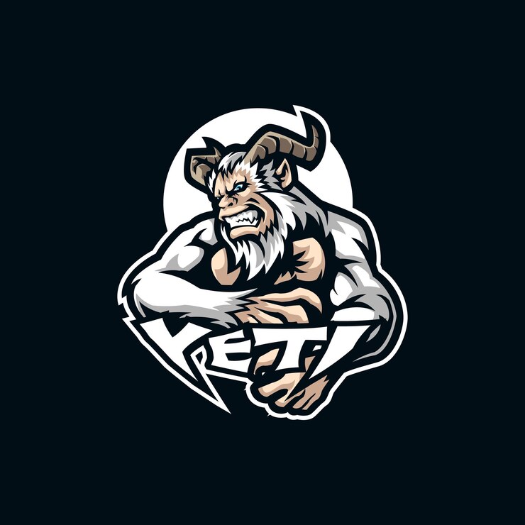 Wektor wektor projektu logo maskotki yeti z nowoczesnym stylem ilustracyjnym do drukowania znaczków, emblematów i t-shirtów. ilustracja zły yeti.