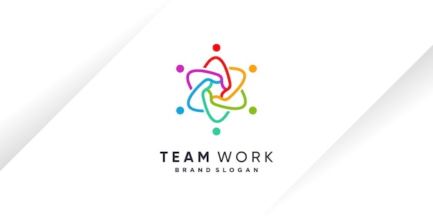Wektor Projektu Logo Pracy Zespołowej Z Unikalnym Stylem Dla Społeczności Lub Grupy Charytatywnej Ludzkości