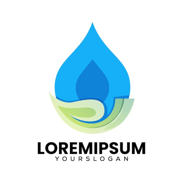 Wektor projektu logo wody i liścia