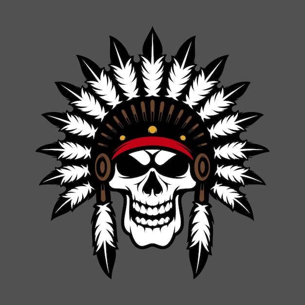 Wektor projektu maskotki czaszki Apache