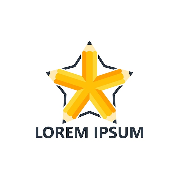 Wektor Projektu Szablonu Logo Ołówka Gwiazdy