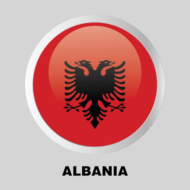 wektor przycisk Flaga Albanii na okrągłej ramie
