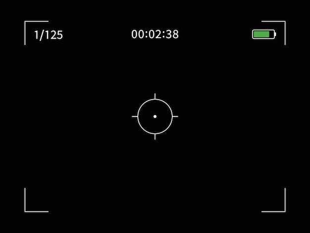 Plik wektorowy wektor ramka aparatu fotograficznego ekran wizjera cyfrowego wyświetlacza rejestratora wideo na czarnym tle