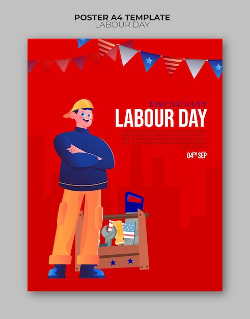 Wektor realistyczny pionowy szablon plakatu na obchody święta pracy
