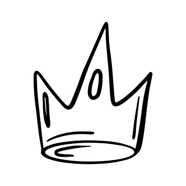 Plik wektorowy wektor ręcznie narysowana korona na przyjęcie urodzinowe świętowanie karnawał maskarada doodle korona ikona na koronację w noc nowego roku świąteczna impreza ślubna księżniczka scribble falista cienka linia