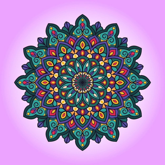 Wektor Ręcznie Rysowane Doodle Mandali. Etniczna Mandala Z Kolorowym Ornamentem Plemiennym. Odosobniony.