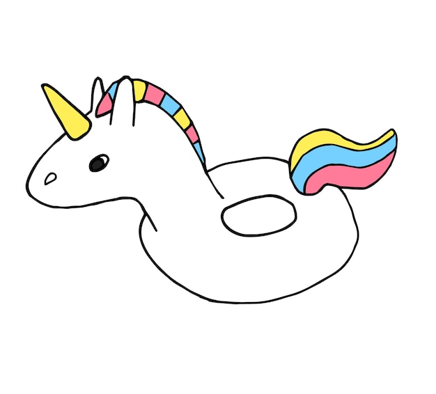 Wektor ręcznie rysowane doodle szkic jednorożca float