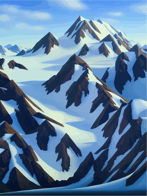 Plik wektorowy wektor ręcznie rysowane ilustracja streszczenie płaski minimalistyczny design krajobraz zima sezon zimny śnieg