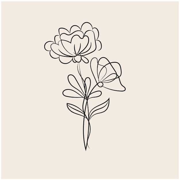 Plik wektorowy wektor ręcznie rysowane płaski kształt prosty kwiat zarys