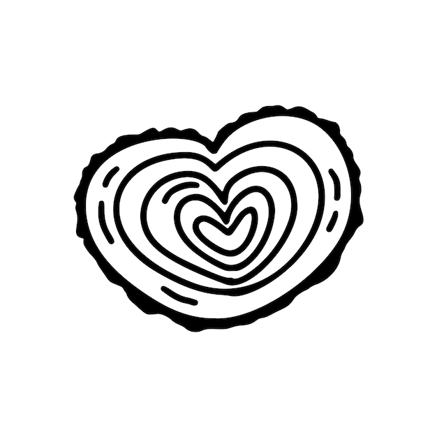 Wektor ręcznie rysowane stylizowane drewniane serce wakacje doodle element projektu valentine ikona miłość wystrój