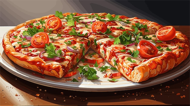 Plik wektorowy wektor rysunek włoskiej pizzy z pomidorami