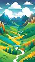 Plik wektorowy wektor rysunku krajobrazu doliny