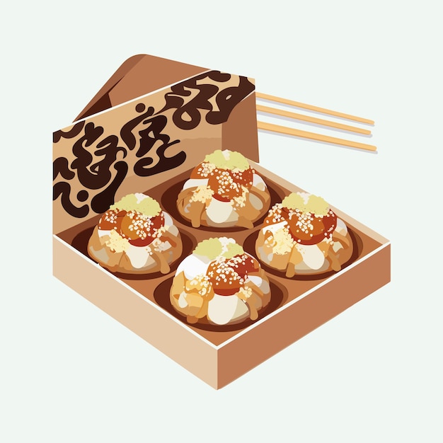 Wektor stylu cartoon ładny takoyaki