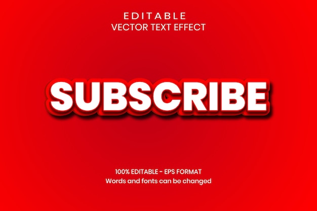 Wektor subskrybuj edytowalny efekt tekstowy premium wektor