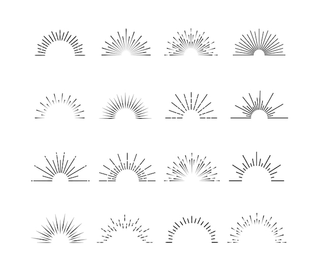 Plik wektorowy wektor sunburst zestaw kolor czarny na białym tle dla godło logo tag znaczek t koszula transparent 10 eps