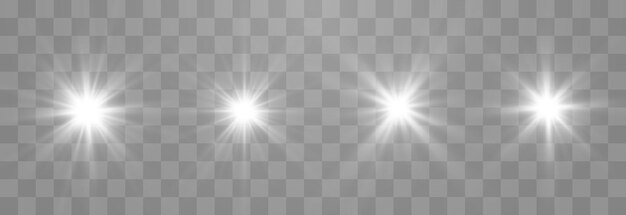 Wektor świecący efekt świetlny zestaw na białym tle na tle png