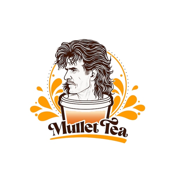 Wektor swobodny Mullet Tea Man Logo