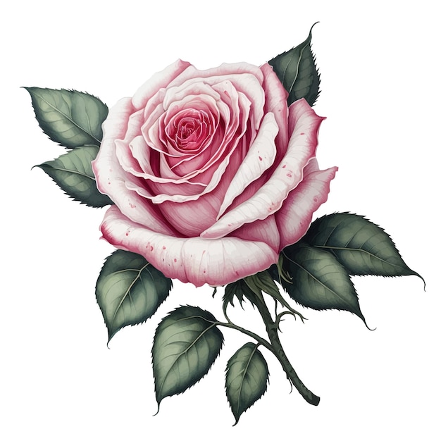 Wektor Swobodny Ręcznie Rysowane Różowa Róża Akwarela