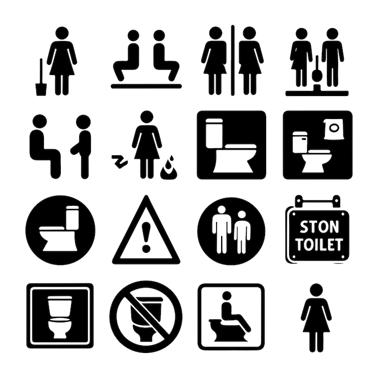 Wektor wektor sylwetki ikony znaku toalety ilustracja symbolu toalety