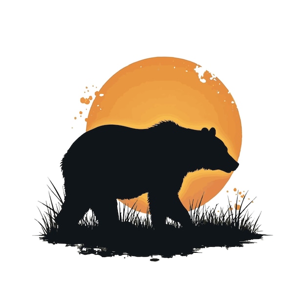 Wektor sylwetki niedźwiedzia na płaskiej ilustracji na białym tle