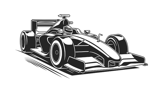 Wektor sylwetki samochodu wyścigowego Formuły 1 z potężną symboliką samochodu wyczynowego