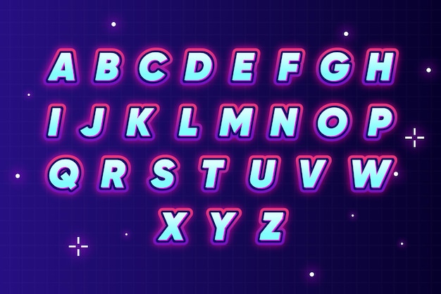 Wektor Szablon Alfabetu Neon Typografii