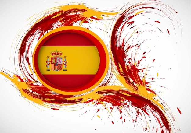 Plik wektorowy wektor szablon ilustracja hiszpania flaga kraj europy czerwony żółty pociągnięcia pędzlem i tekstury