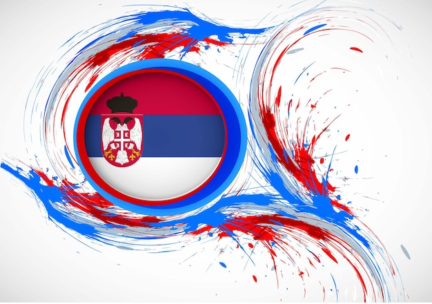 Wektor Szablon Ilustracja Serbia Flaga Europa Kraj Czerwony Biały Niebieski Pędzel Farba