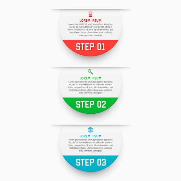 Wektor Szablon Infografiki Z Trzema Opcjami W Stylu Projektowania Materiałów.