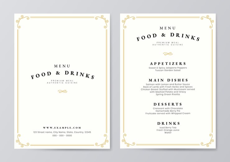 Wektor wektor szablon menu żywności i napojów