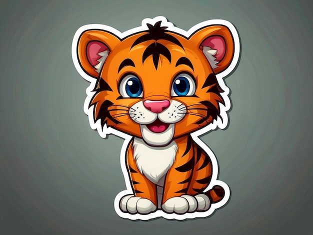 Plik wektorowy wektor szablon naklejki z izolowaną postacią z kreskówki tygrysa