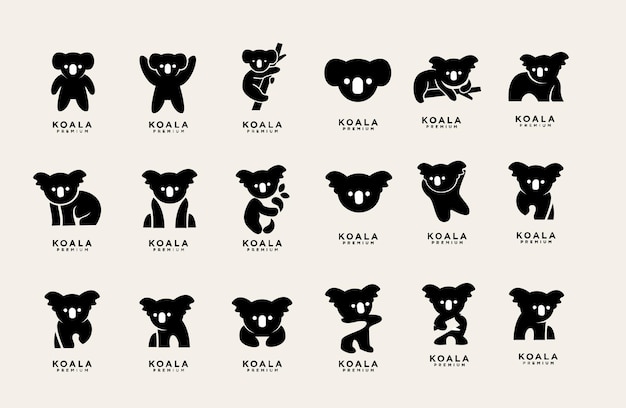 Plik wektorowy wektor szablonu projektowania ikony logo koala z nowoczesną koncepcją ilustracji