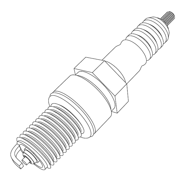 Plik wektorowy wektor szczegółowe świeca zapłonowa samochodu na białym tle na biały kontur ilustracji