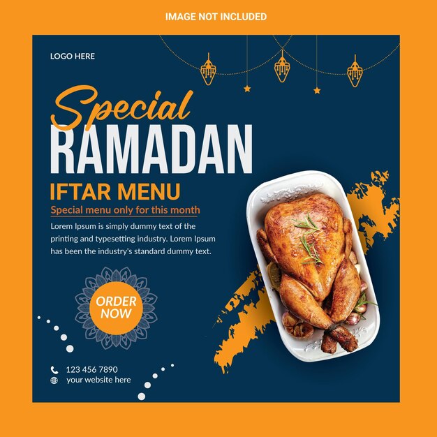 wektor szczęśliwej sprzedaży ramadanu specjalne menu żywności szablon postu w mediach społecznościowych