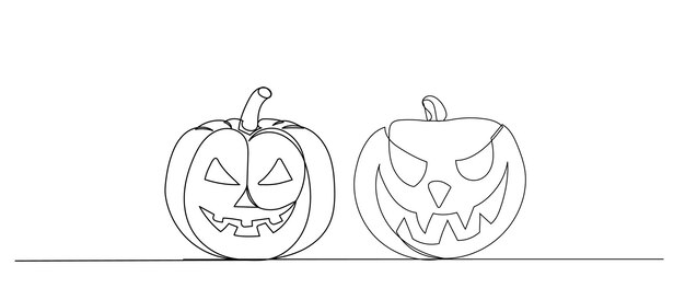 Wektor szkicu rysunku linii dyni Halloween