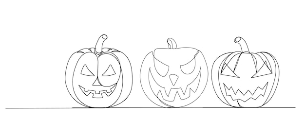 Wektor szkicu rysunku linii dyni Halloween