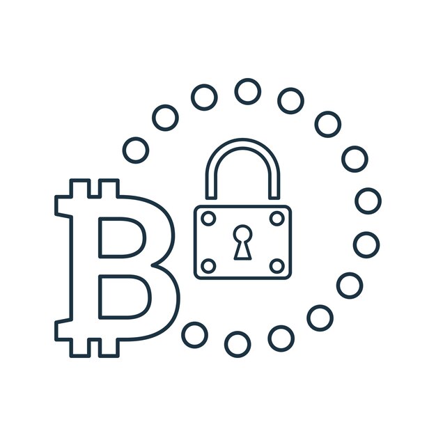 Wektor sztuki liniowej ikony konturu kryptowaluty Bitcoin
