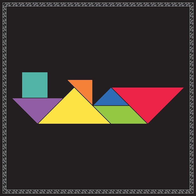 Wektor Tangram Puzzle Destroyer Kolorowa ilustracja geometryczna