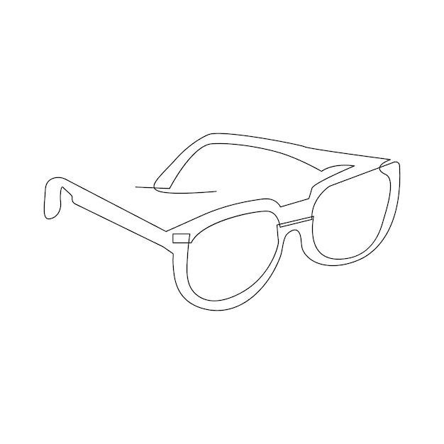 Wektor w jednym ciągłym rysunku jednej linii okularów Sunglass konstrukcja jednej linii wyizolowane na